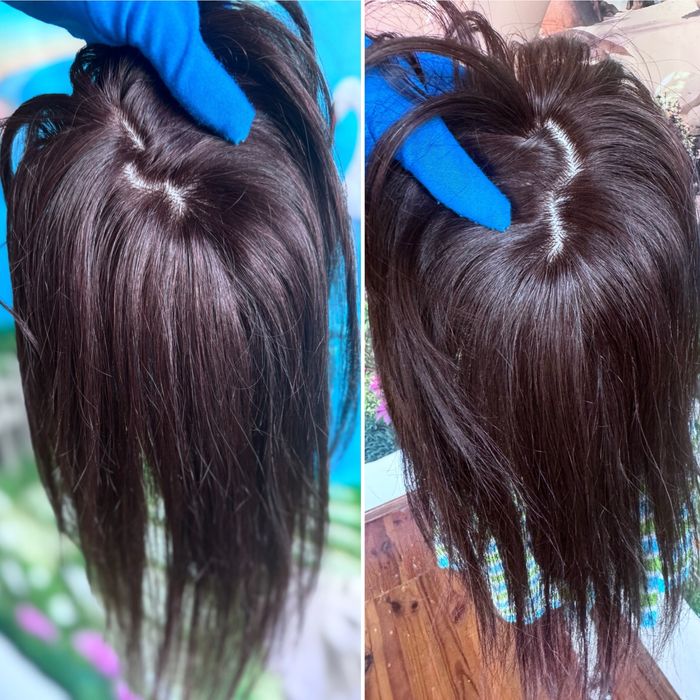 Натуральная накладка топпер кожа шёлк славянка волос темный шоколад