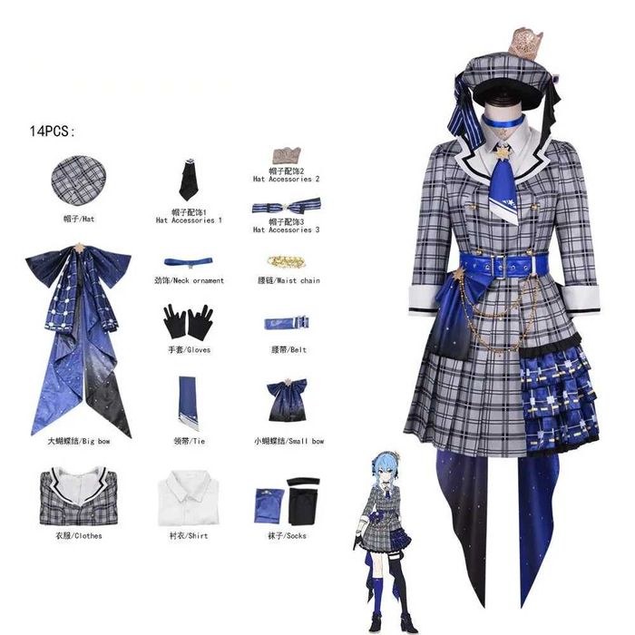 Hololive Hoshimachi Suisei Vtuber Cosplay + Wig Peruka Wetrose