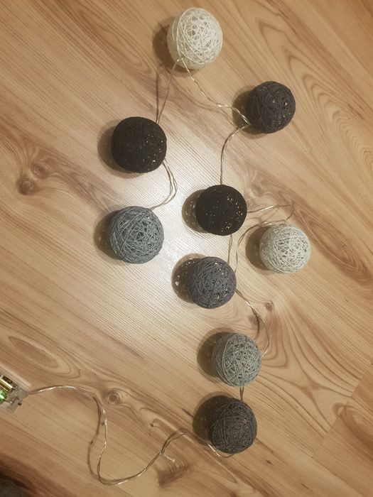 Girlanda, lampki, cotton balls, Handmade, ręcznie robione