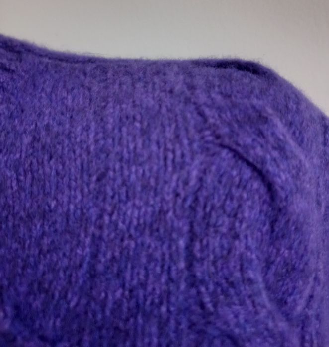 Sweter wełniany wool kaszmir fioletowy  warkocz Polo Ralph Lauren 34