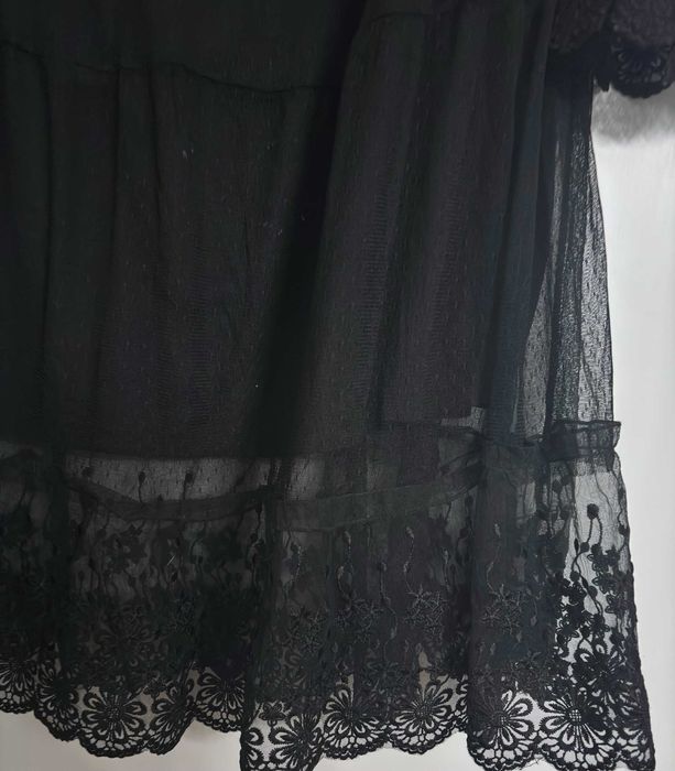 KORONKOWA sukienka z frędzlami odkryte ramiona M L