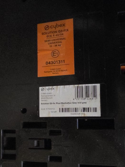 Cadeira auto da marca Cybex, modelo Solution Q3-fix plus, cor: Manhattan Grey-mid grey (Cinza Manhattan), grupo: 2/3 (para crianças de 15 a 36 kg)