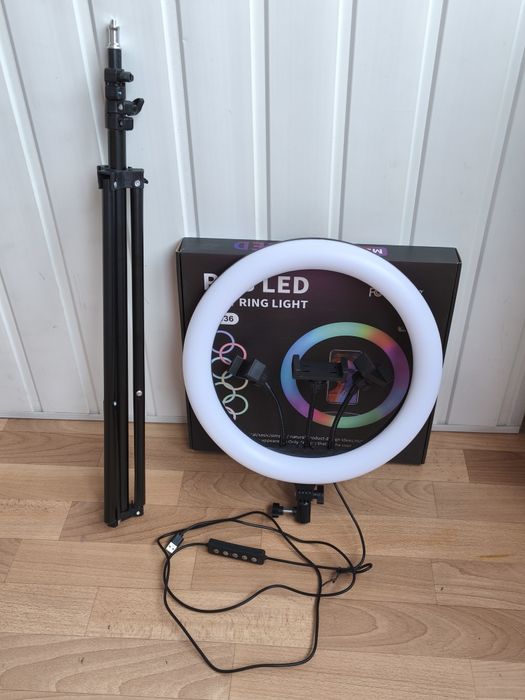 Кільцева лампа, кольорове кільце  MJ 36 RGB 36 см + штатів