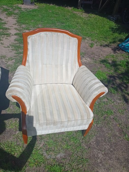 Sofa 2-osobowa + fotel, zestaw retro PRL