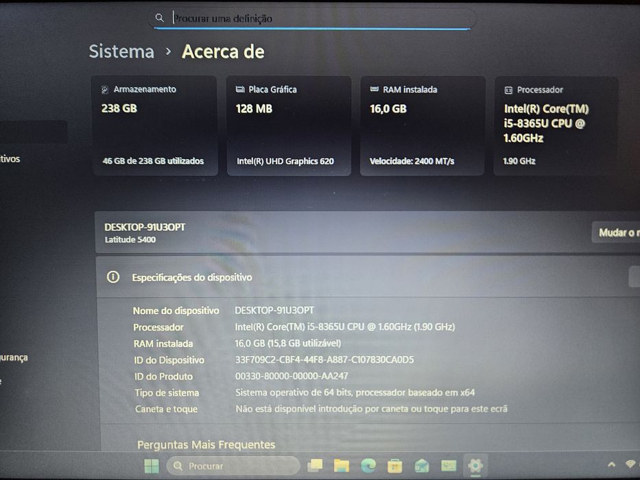 Dell 5400.i5.8gen.16gb.250nvme.