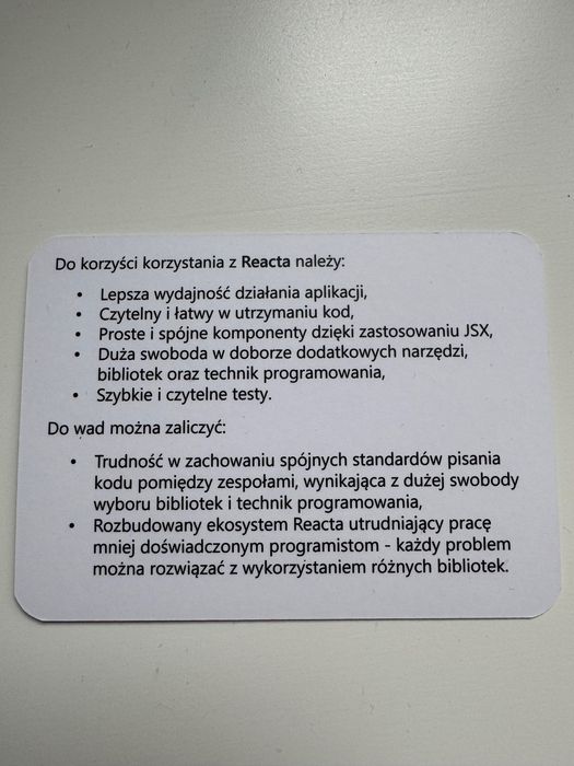 Fiszki Java Script +  React