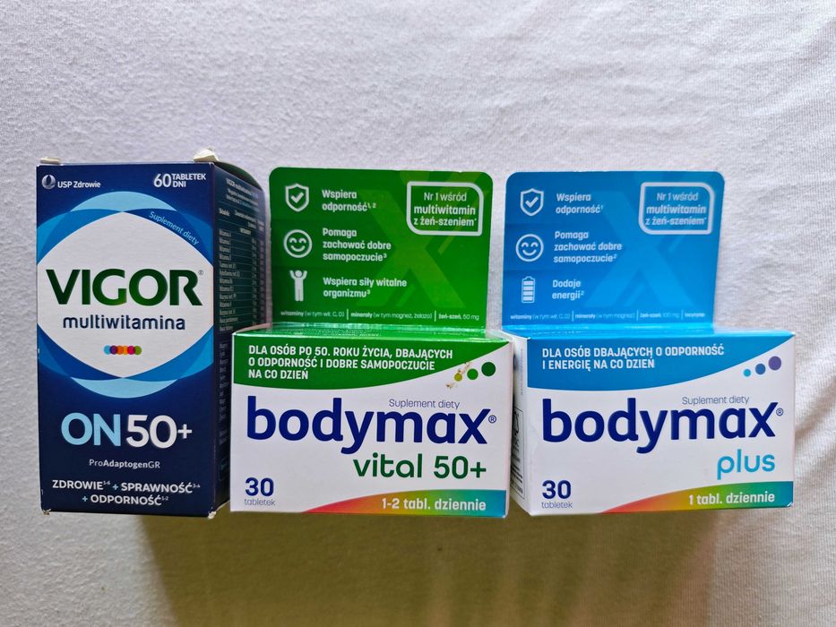 Zestaw witamin : 1x Vigor On 50+ 60 szt, 1x Bodymax Plus 30szt, 1x Bodymax Vital 50+ 30szt