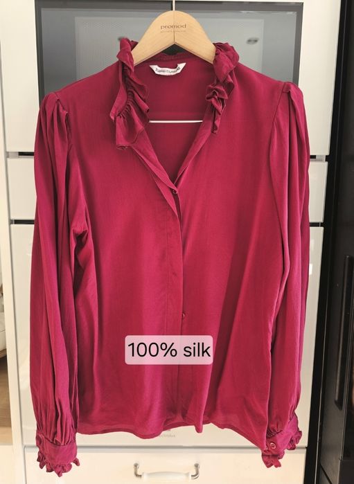 Koszula jedwabna vintage 40 bordo elegancka włoska