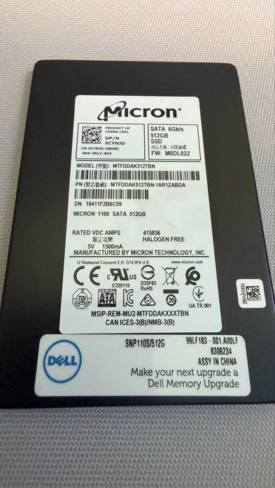 SSD диск (накопичувач) Micron / SK hynix обсягом 512 ГБ.