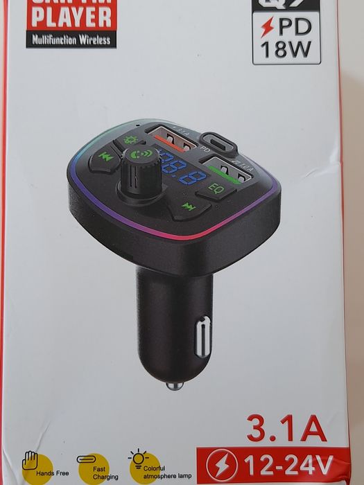 Автозарядка 18wPD+4.2ADual USB Bluetooth 5,0 Fm-трансмиттер +PD+Type C