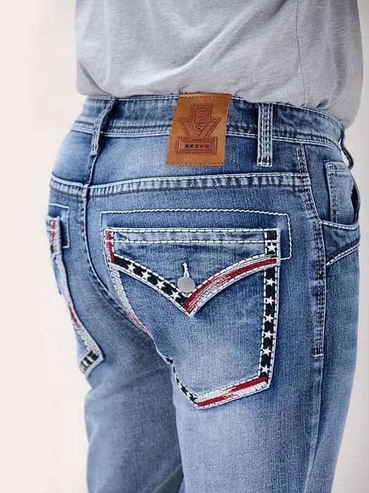 Spodnie Dżinsowe Slim-Fit z Haftem XL 54 / NOWE