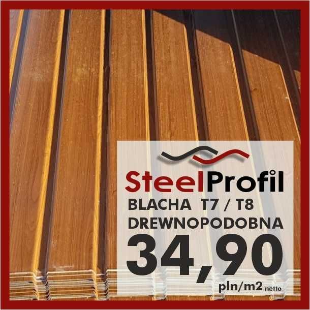 Blacha Trapezowa Drewnopodobna podbitka podsufitówka T7 Złoty Dąb