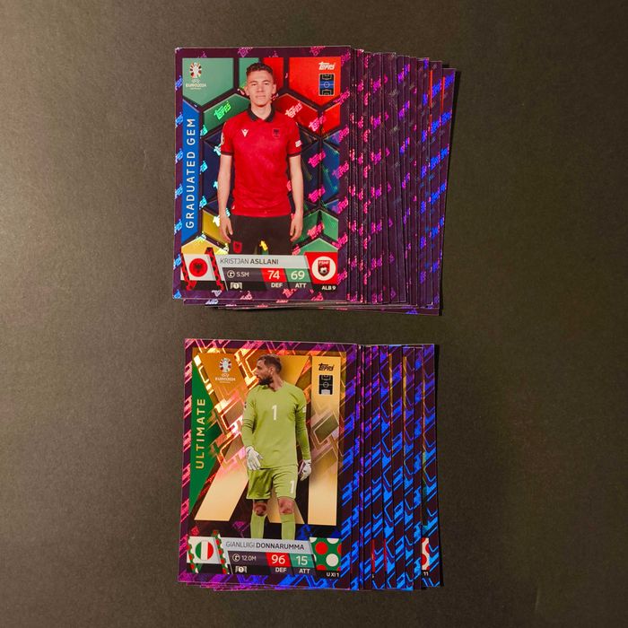 Lote Cartas Paralelas Roxas Topps Euro 2024