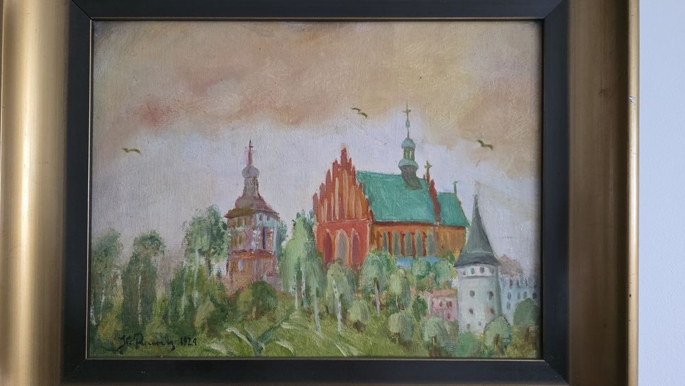 Stary obraz olej na płótnie Biecz