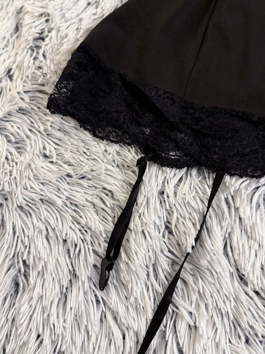 koszulka nocna halka koronka S 36 z paskami do ponczoch kokardka