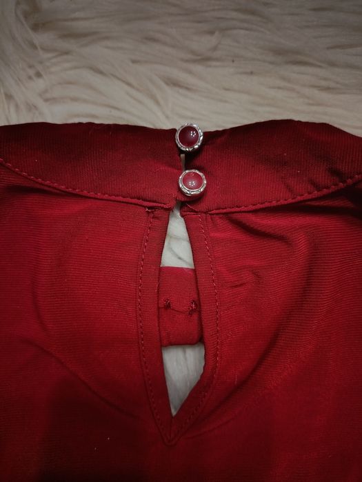 Elegancka bluzka z długim rękawem półgolf bordowa S