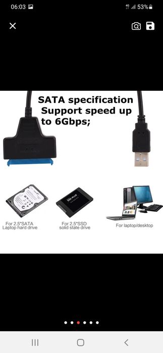 USB 2.0A to SATA 22-pin Cable for 2.5" HDD/SSD – Free Shipping64740304990849122