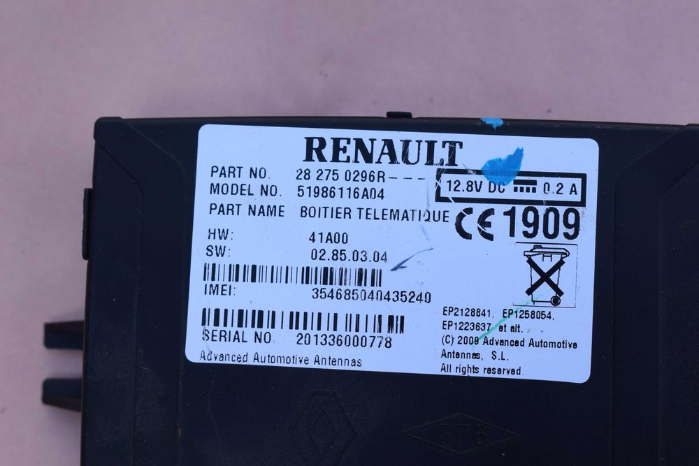 moduł BLUETOOTH renault koleos I lift 14r.