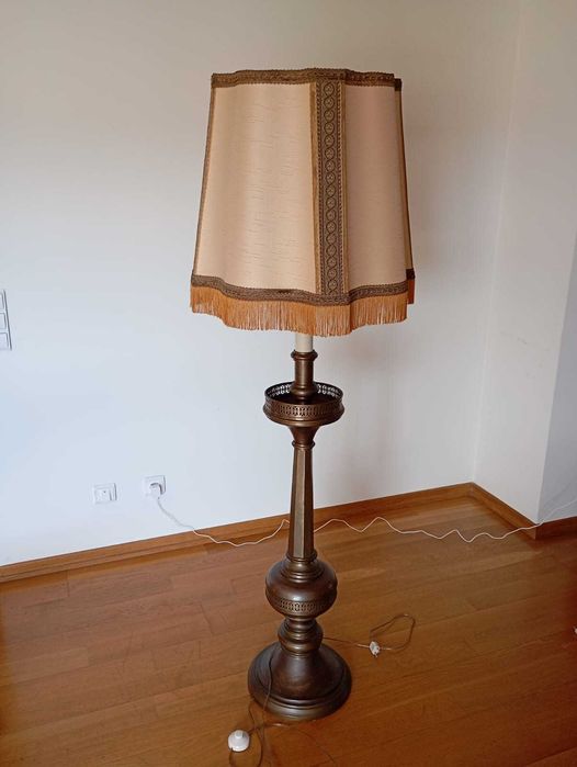 Conjunto 3 Candeeiros Vintage em Latão (Par de Mesa + Pé Alto)