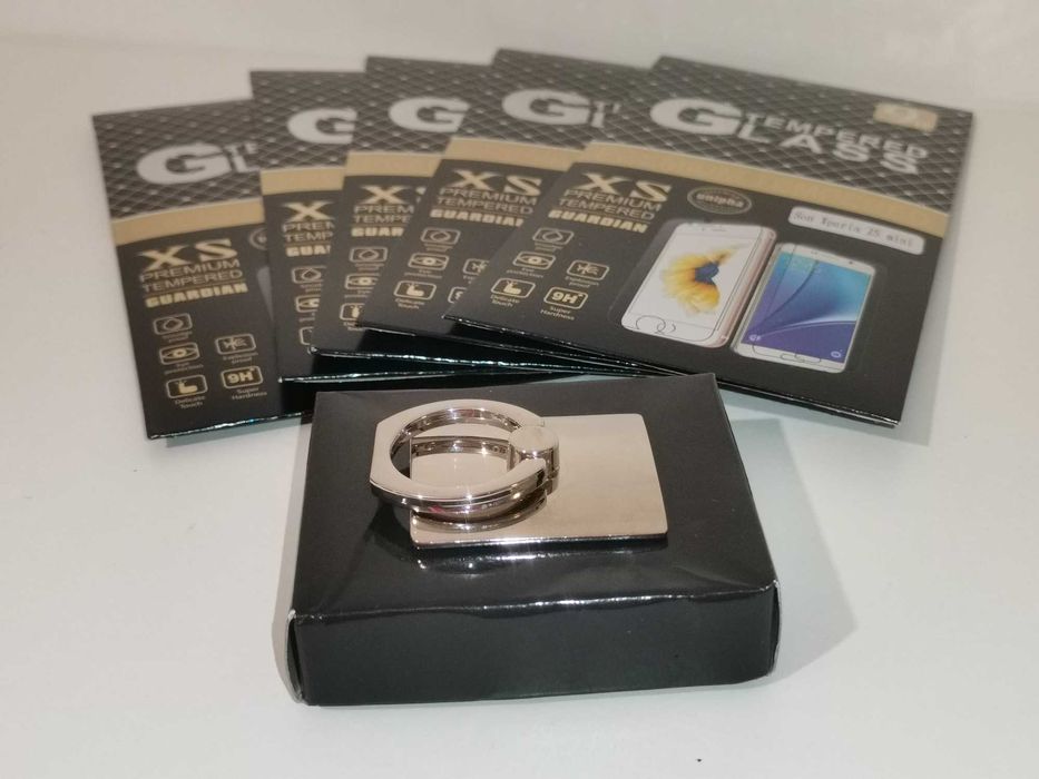 Uchwyt do telefonu RINGO/PopSocket + Szkło hartowane 9H x 5 sztuk