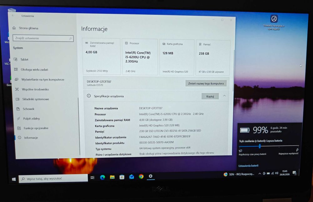 Dell E5570 15,6"FullHD/Intel i5/SSD