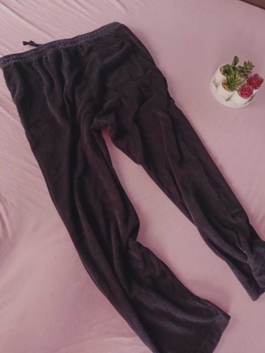 granatowe spodnie dresowe dresy wide leg h&m 38 M