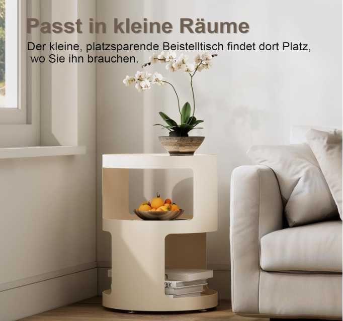 Okrągły stolik nocny metalowy 40cm loft nowy opak. otwarte