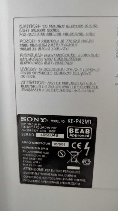 PLASMA SONY Bravia Wega 42"