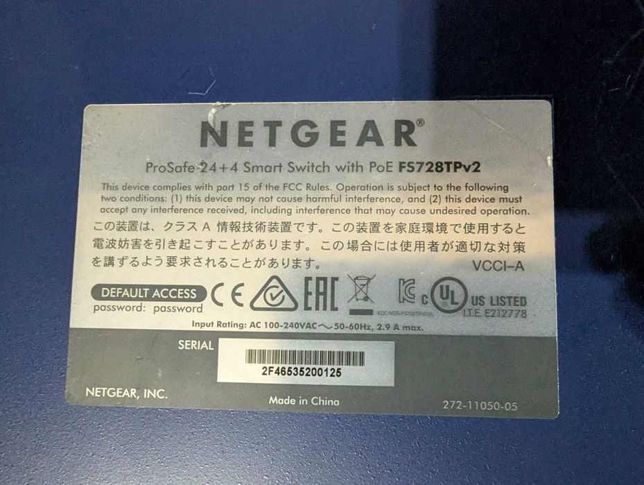 Switch Netgear FS728TPv2 24 Portas PoE Smart (Usado)