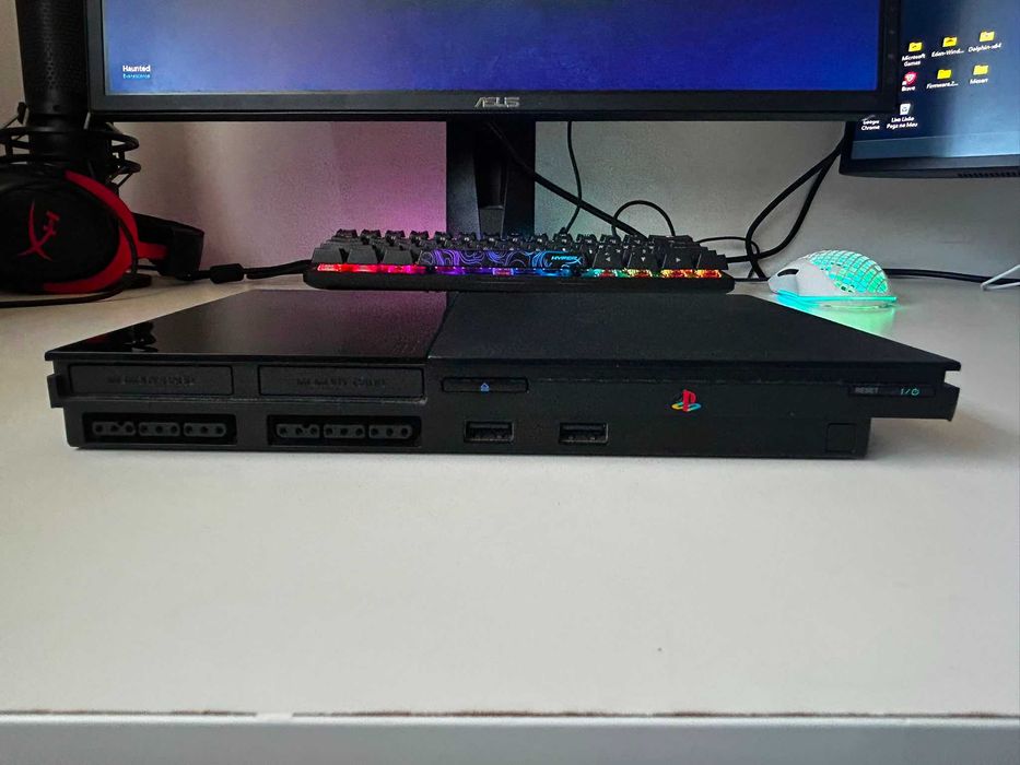 Playstation 2 Slim (com cabos originais) + Comando Original + Hugo Troll Race