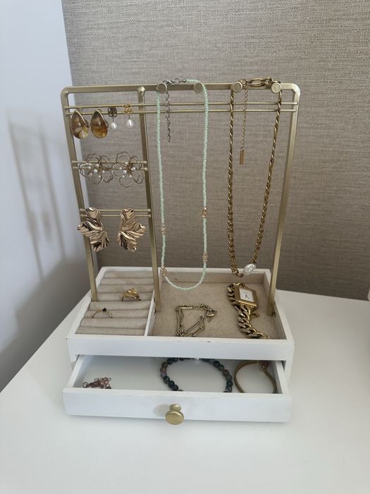 Guarda-joias com 1 gaveta de metal branco e dourado - Maison Du Monde
