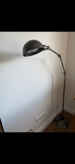 Lampa retro srebrna stojaca metalowa loberon