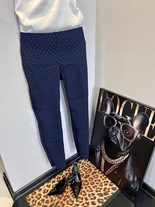 Granatowe spodnie damskie Carry 42 XL | eleganckie | gumka w pasie