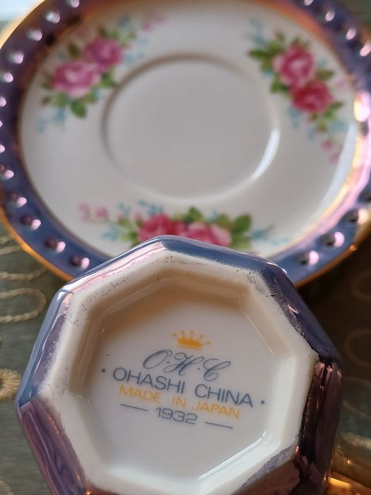 Conjunto 3 chávenas porcelana raras - OHASHI CHINA 1932