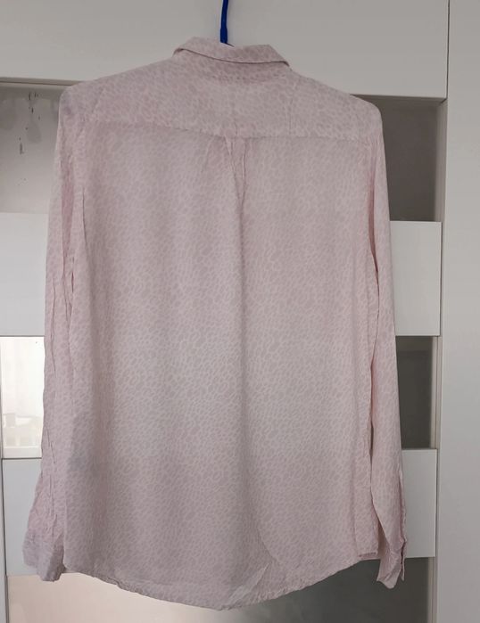 Koszula w panterkę pudrowy róż 40