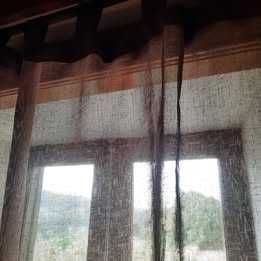 Cortinado castanho claro c/  8 presilhas ~