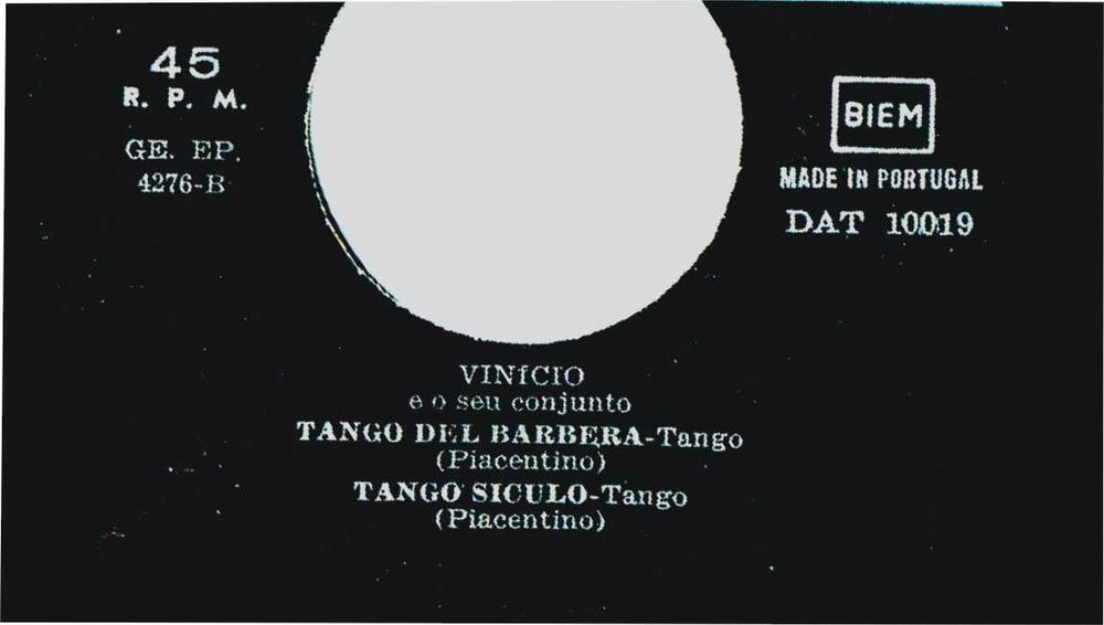 Vinicio  e o seu conjunto– Tango 007 - Vinil 45 Rpm
