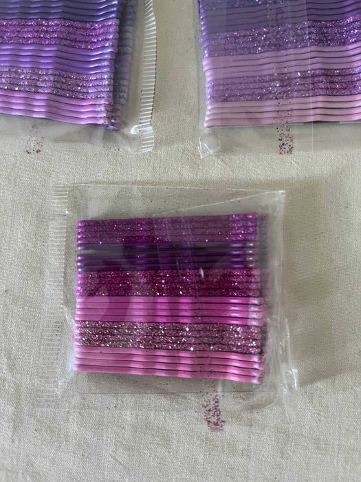 Ganchos de cabelo com brilhantes, tons de roxo – 3 pacotes