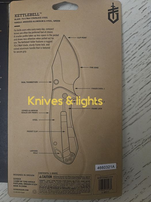 Gerber Kettlebell framelock, компактний EDC ніж