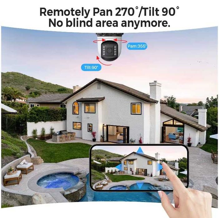 Уличная IP WIFI Камера видеонаблюдение Besder 12МП три объектива iCSee