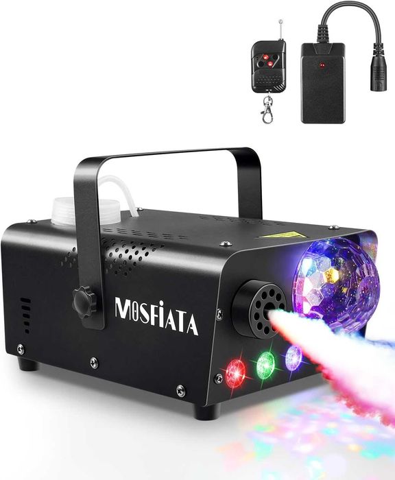 Wytwornica dymu MOSFiATA z oświetleniem dyskotekowym, 600 W, oświetlenie LED RGB, rozpylacz 2500 CFM