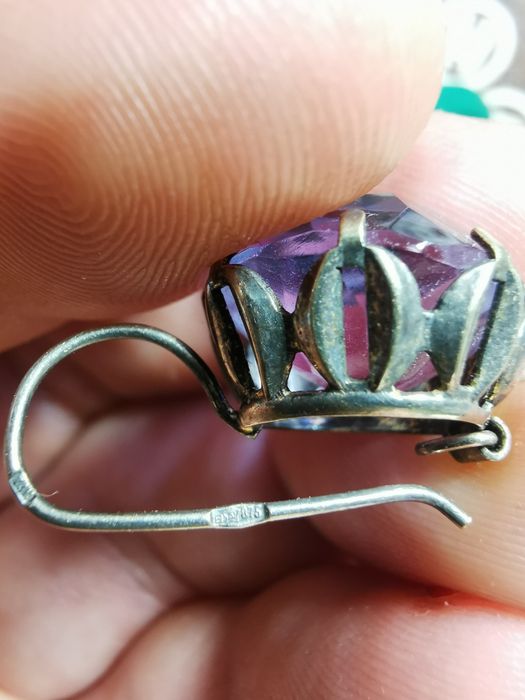 Серебряные серьги с александритом 875 проба