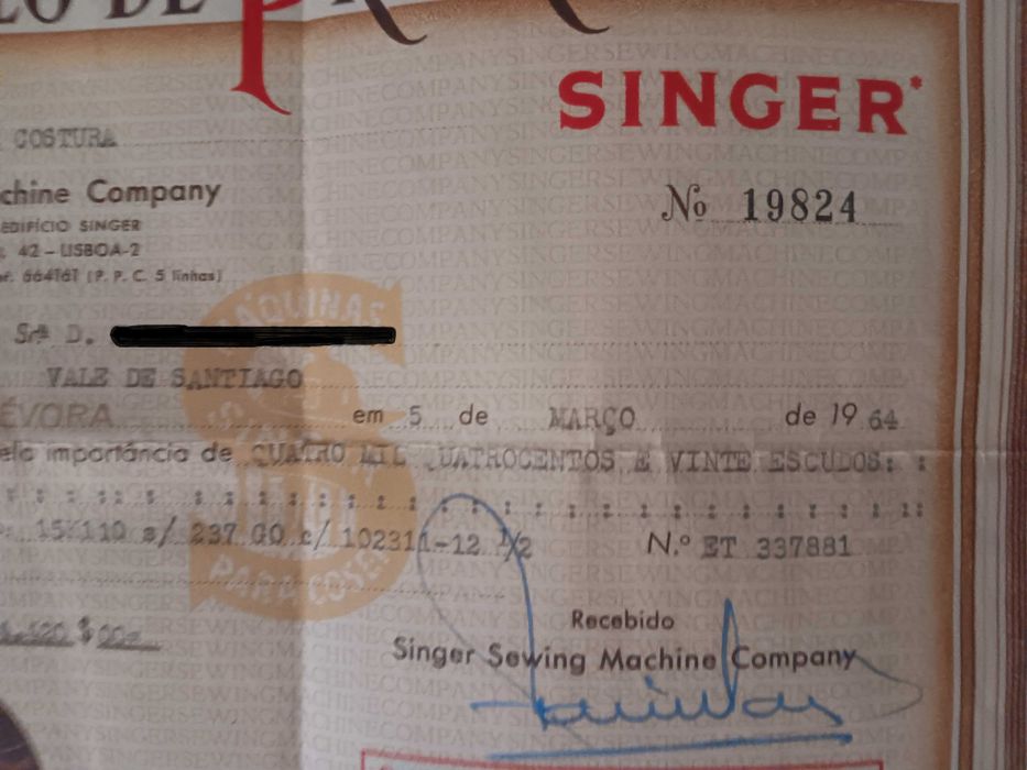 Máquina de Cozer Singer de 1964 segunda mão