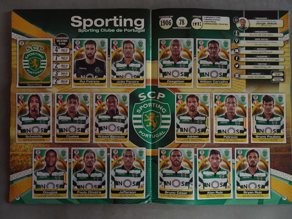 Caderneta de cromos de futebol completa Futebol 2016/2017 Panini