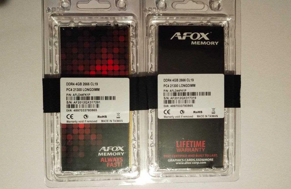 Оперативная память  AFOX DDR4  8gb (4 + 4 gb)