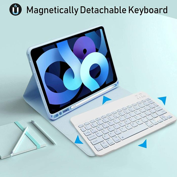 Etui z klawiaturą bluetooth iPad Air 4 & 11" iPad Pro 11" 2018 2020 2021 błękitne