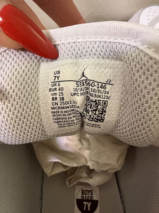 Air Jordan 1 Low (GS) White/Midnight Navy 40