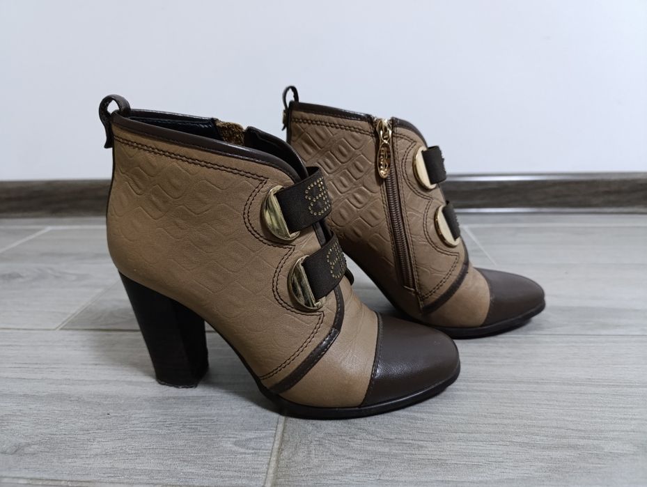 Ботільони кожані на каблуку, розмір 35