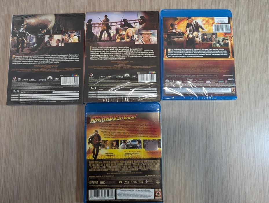 Indiana Jones Blu-ray – 4 filmy – 3 NOWE W FOLII