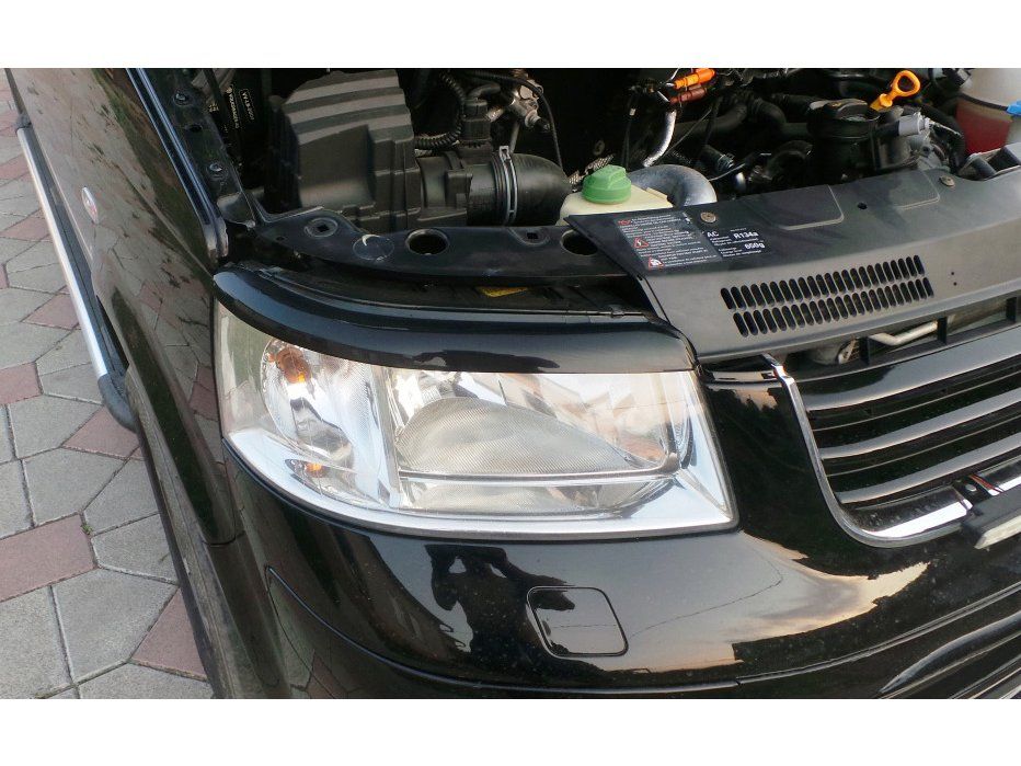 Volkswagen T5 Transporter 2003-2010 рр. Вії для фар (2 шт, чорні) Чорний мат